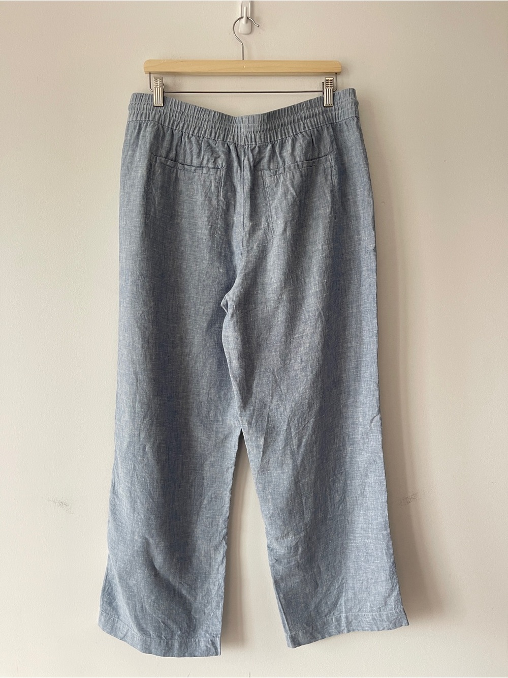 Athleta Retreat Linen Wide Leg Pants Chambray Blue 14 - Picture 2 of 9